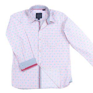 NWT Boys TukTuk Designs Long Sleeve Dress Shirt Ikat in Pink Cotton Preppy 9/10